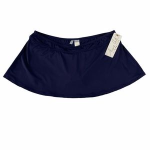 ANNE COLE SWIM SKORT NAVY BUILT IN BIKINI BRIEF